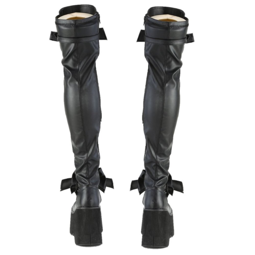 Stretch Black Matte Platform Thigh Boots Goth Punk Rock Rave Kera 303 - Picture 4 of 12